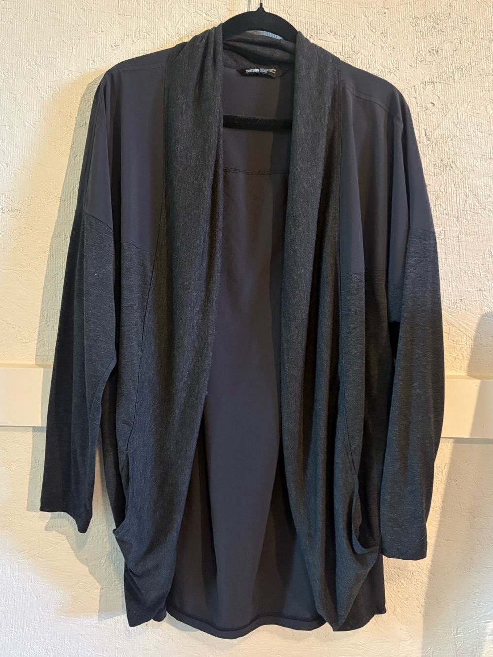 The North Face Open-Front Draped Cardigan Jacket in Dark Gray